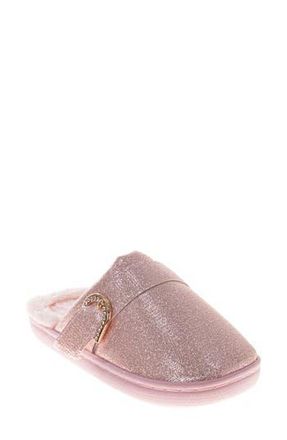 Badgley Mischka Brooch Faux Fur Lined Slipper in Pink at Nordstrom Rack, Size 10