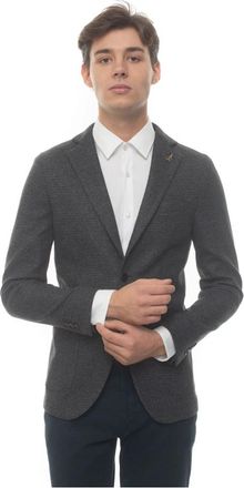 Paoloni Slim Fit Jersey Jas met Tegelprint - Heren - Blazers - Grijs - 3XL - Katoen - Jassen