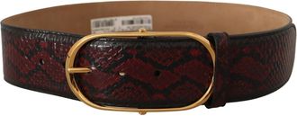 Dolce & Gabbana Dames Rode Exotische Leren Gouden Ovalen Gesp Riem