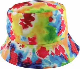 Generic Unisex Adults Reversible Packable Summer Bucket Hat in Tie Dye Bright, Size: One Size