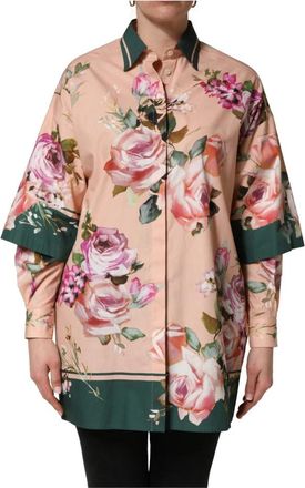 Dolce & Gabbana Bloemen Katoenen Shirt met Knoopsluiting - Dames - Overhemden - Veelkleurig - XS - Katoen - Overhemden