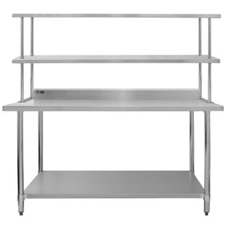 MonsterShop Kukoo 6ft Catering Bench with Double Over-shelf in Silver