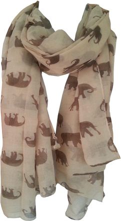 GlamLondon Womens Elephant Print Scarf Tan Stone