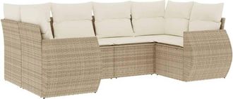 vidaXL Juego De Sof&aacute;s Jard&iacute;n Con Cojines 6 Pzas Rat&aacute;n Sint&eacute;tico Beige Vidaxl