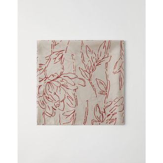 Brunello Cucinelli Womens Beige Silk Floral Scarf