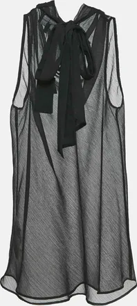 Emporio Armani Black Sheer Crepe Sleeveless Top