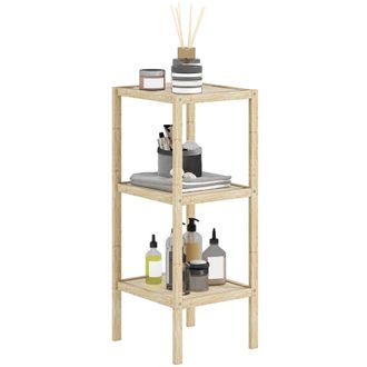 HOMCOM Bathroom Storage Shelving Unit - Freestanding Bamboo Shelves - Natural - 3 Tier - HOMCOM | TJ Hughes