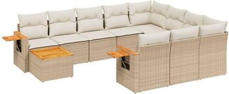 vidaXL Set De Sof&aacute;s De Jard&iacute;n 11pzas Con Cojines Rat&aacute;n Sint&eacute;tico Beige Vidaxl