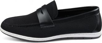 Infinity Leather Mens Black Breathable Loafers Lightweight Slip-On