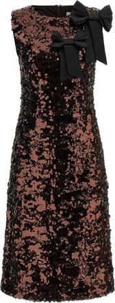 Ganni Velvet Sequins Rechte Midi Jurk - Dames - Feestkleedjes - Bruin - M - Pailletten - Kleedjes