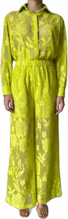 Hemant & Nandita Nysa Wide Leg Pants In Lime