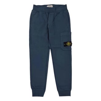 Stone Island Cotton Fleece Sport Trousers - male - Stone Island - Sweatpants - Blue - 8 Y - Kids