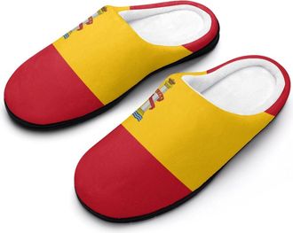 Generic Flag of Spain Cotton Slipper for Women Indoor Outdoor House Shoes Anti-Skid Slippers with Rubber Sole