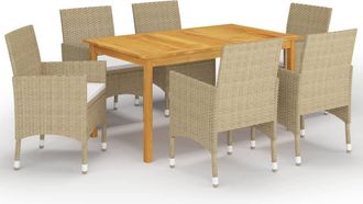 vidaXL Juego De Comedor De Jard&iacute;n De 7 Piezas Beige Vidaxl