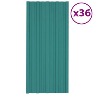 Berkfield Home Roof Panels 36 pcs Galvanised Steel Green 100x45 cm