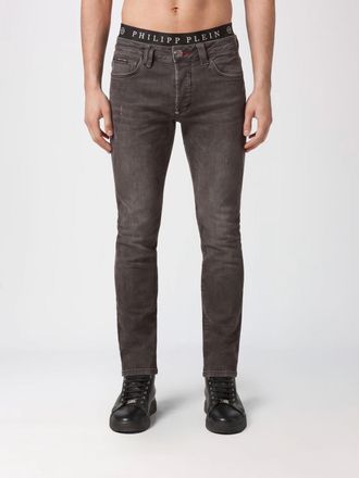 Philipp Plein Jeans skinny in denim di cotone con vestibilit&agrave; slim e logo metallico