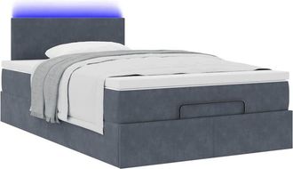 vidaXL Vidaxl - Cama Otomana Con Colch&oacute;n Y Led Terciopelo Gris Oscuro 120x190cm