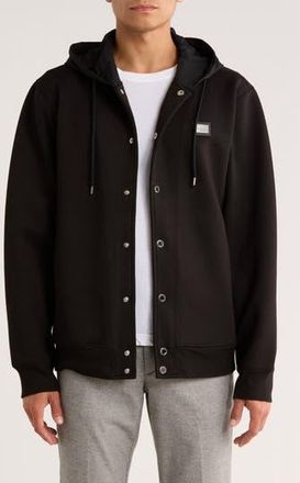 Karl Lagerfeld Hooded Bomber Jacket in Black at Nordstrom Rack, Size Xx-Large