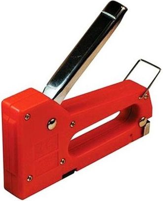 Trade Shop Trade Shop - Grapadora Manual 4-8mm 0.7mm Cromada Con Puntas Para Grapas De Carpintero