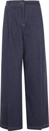 Max Mara Mxpetereo Denim Jersey Broek - Dames - Loose Fit Jeans - Blauw - M - Denim - Jeans