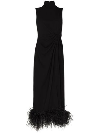 16Arlington Maika feather-embellished sleeveless gown - Black