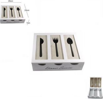 Trade Shop Trade Shop - Portaposate In Legno 3 Scomparti Stoviglie Shabby Chic Arredamento Casa