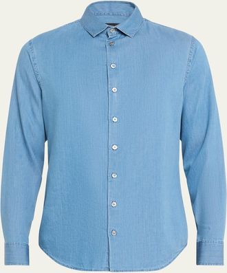 Giorgio Armani Mens Light Denim Sport Shirt