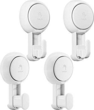 OEM Ganci Da Parete A Ventosa, Set Da 4, In Plastica Resistente - Portata Massima 5 Kg - Ideali Per Bagno, Cucina, Asciugamani, Accappatoi E Chiavi