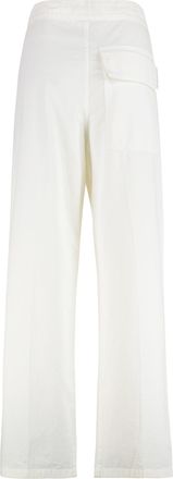 Victoria Beckham Womens Cotton Trousers White Wide-Leg
