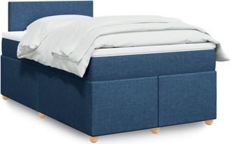 vidaXL Cama Box Spring Con Colch&oacute;n Tela Azul 120x200 Cm Vidaxl