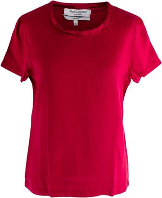 Saint Laurent Yves Saint Laurent Ruby Red Silk T-Shirt Size S