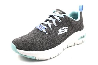 Skechers Womens Arch FIT Comfy Wave Sneaker, Charcoal Knit/Blue Trim, 8 UK
