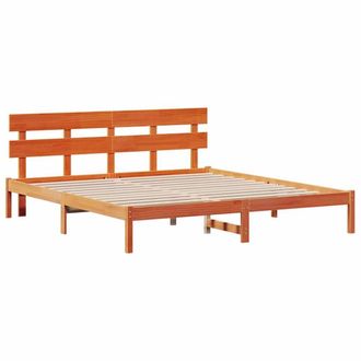 Berkfield Home Bed Frame with Headboard Wax Brown 180x200 cm Solid Wood Pine