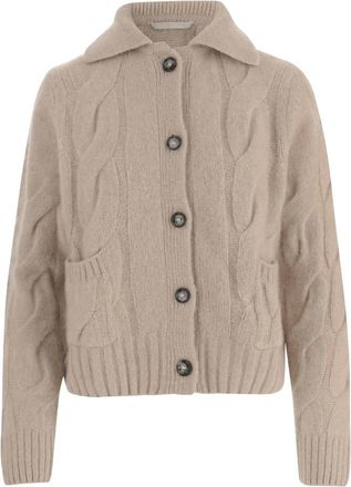 Allude Truien & Vesten, Dames, Beige, S, Kasjmier, Cashmere en zijde vest