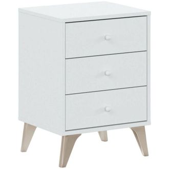 No Brand Comodino 40x33,5x56 cm bianco opaco con 3 cassetti - Genova