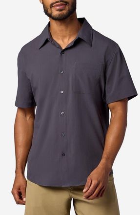 Marmot AirExchange SolarShield UPF Short Sleeve Button-Up Shirt in Blackened at Nordstrom, Size Xx-Large