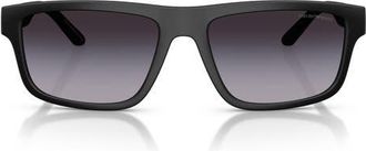 Emporio Armani 57mm Gradient Rectangular Sunglasses in Matte Black /Grey Gradient at Nordstrom