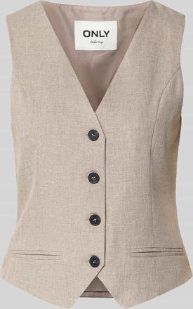 Only Regular Fit Weste mit einreihiger Knopfleiste Modell LINDA in Sand Melange, Gr&ouml;&szlig;e 34
