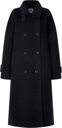 TOMBOY Balmacan button-up jas met dubbele rij knopen - Blauw