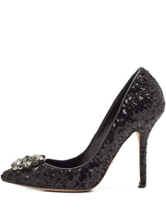 Dolce & Gabbana 105mm sequin-embellished pumps - women - Calf Leather/Calf Leather/Sequin - 38 - Black