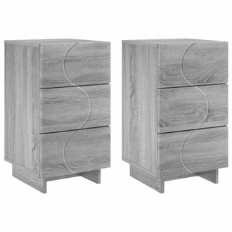 vidaXL Mesa De Noche 2 Pcs Sonoma Gris 33,5 X 34,5 X 60 Cm Vidaxl