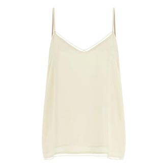 Fabiana Filippi Sleeveless Tops, female, Beige, Size: M Cr&ecirc;pe de chine Top