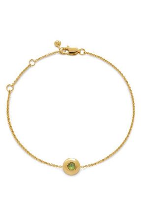 Monica Vinader Bezel Birthstone Station Bracelet in August/Peridot /gold at Nordstrom, Size One Size Oz