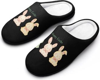 Generic Happy Easter Bunny Rabbit Funny Mens Cotton Slippers Soft Non-Slip Rubber Sole House Slipper Indoor Outdoor