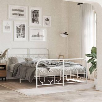 Berkfield Home Metal Bed Frame without Mattress with Footboard White 140x190cm | Size: 140x190 cm
