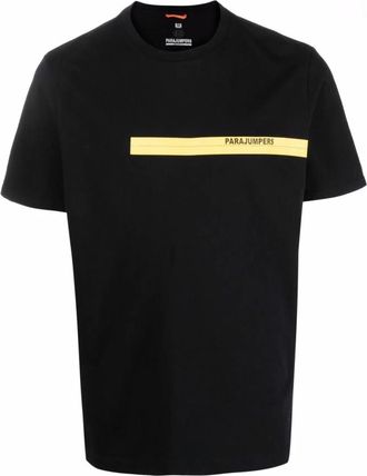 Parajumpers Black Crewneck Logo Stripe T-Shirt