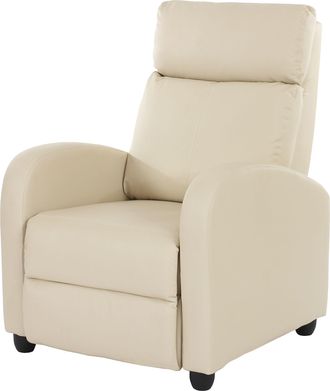 Hhg Hhg - Poltrona Relax Reclinabile Tv Elegante Denver Ecopelle 92x72x105cm Avorio