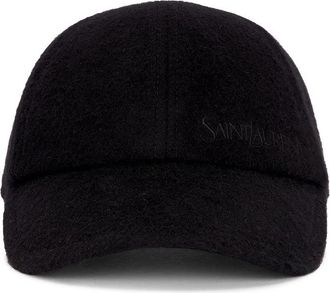 Saint Laurent Womens Embroidered Cap, Size 59