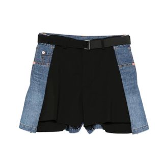sacai Denim Shorts, female, Black, Size: S Denim Shorts