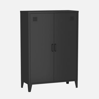 Sweeek Sweeek - C&oacute;moda/armario Industrial Metal 2 Puertas, Soho, Negro, 75x33x110 Cm
